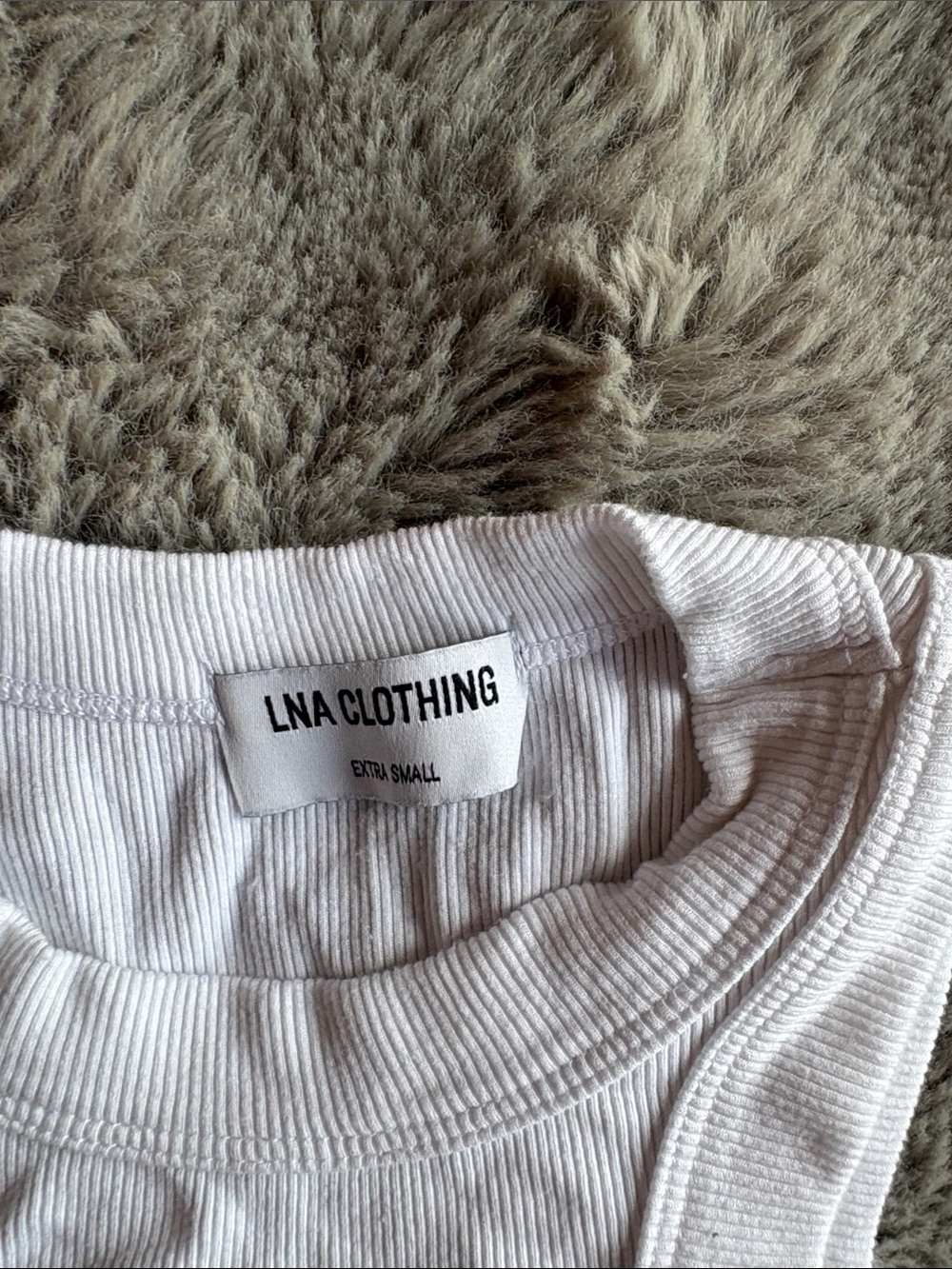 LNA White Ribbed Racerback Tank - Picture 2 of 3